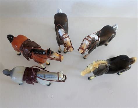 Vintage Set Of 5 Plastic Horse Figurines Molded Plastic Etsy