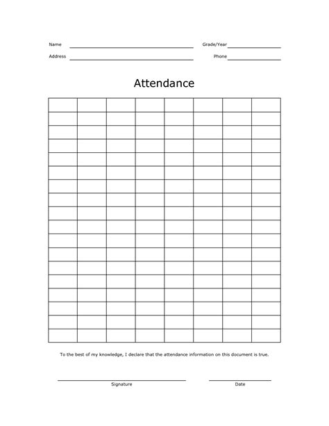 43 Free Printable Attendance Sheet Templates Templatelab 30