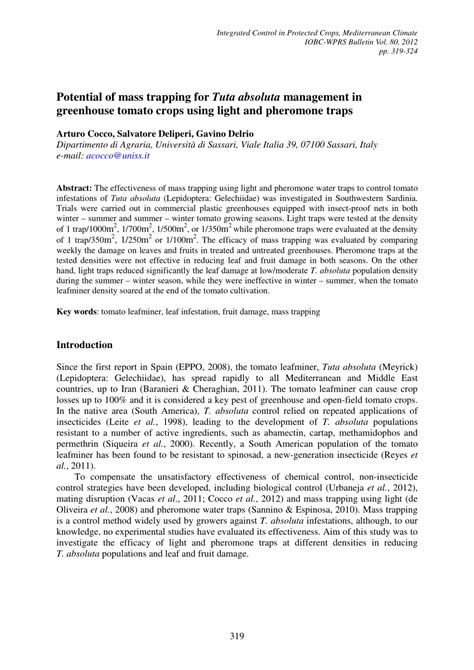 Pdf Potential Of Mass Trapping For Tuta Absoluta Management In