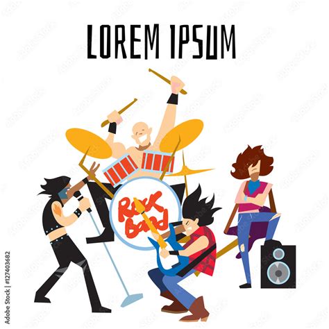 Rock Band Music Group With Musicians Concept Of Artistic People Vector