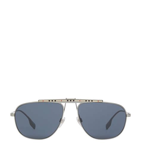 Burberry Grey Icon Stripe Aviator Sunglasses Harrods Uk