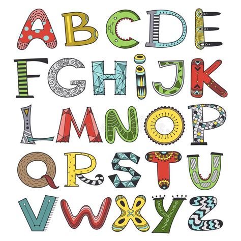 Doodle Vector Alphabet Letters Set Stock Vector Illustration Of