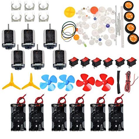 6 set dc motor kit homemade diy project kits dc motors gears propellers aa battery case cables