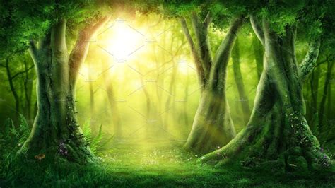 Enchanted Wood Forest Backdrops Fantasy Tree Magic Forest