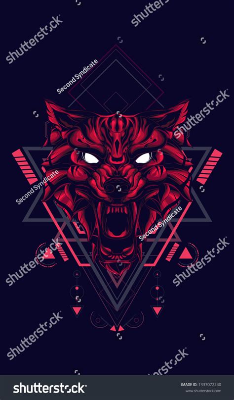 Red Wolf Sacred Geometry Stock Vector Royalty Free 1337072240