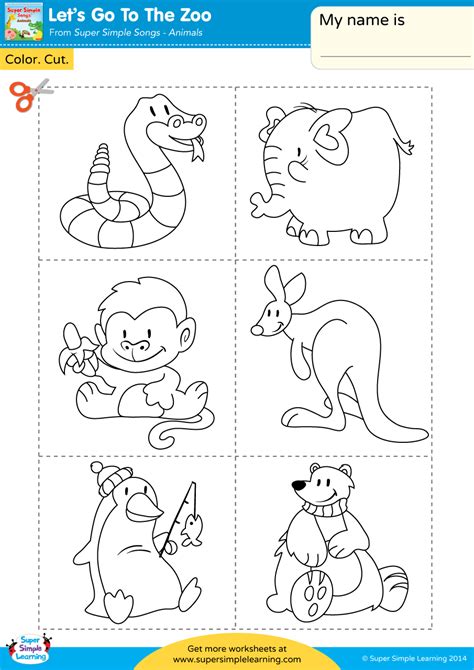 Lets Go To The Zoo Worksheet Color Cut And Paste Super Simple
