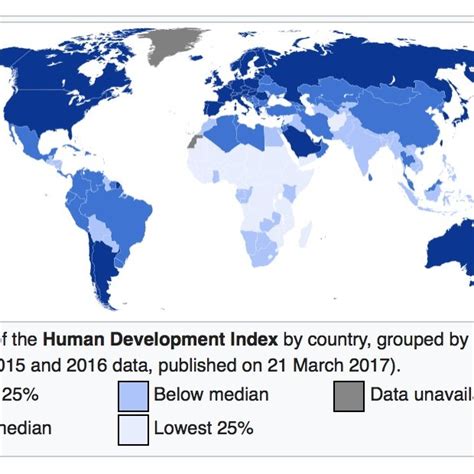 World Map Of The Human Development Index By Country Grouped By