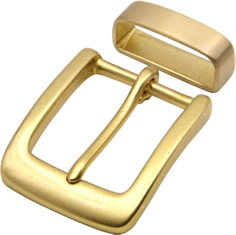Mens Solid Brass Belt Buckle With Belt Loop Single Prong Square Belt