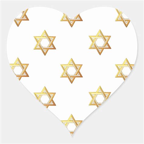 3 D Golden Star Of David Heart Sticker