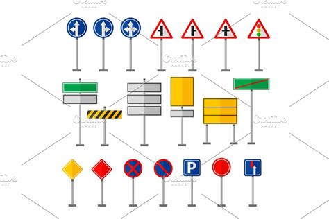 Road Symbols Traffic Signs Graphic Elements Isolated City Construction