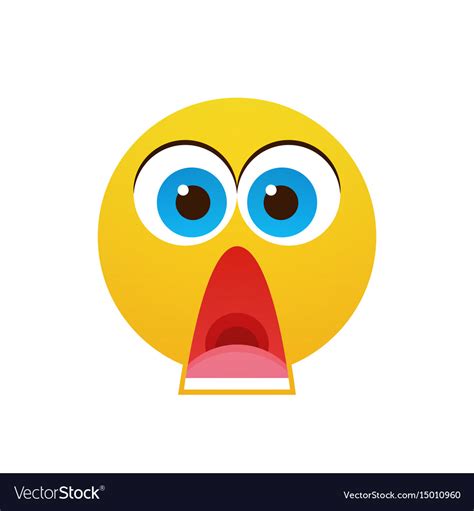 Yellow Cartoon Face Shocked People Emotion Icon Vector Image