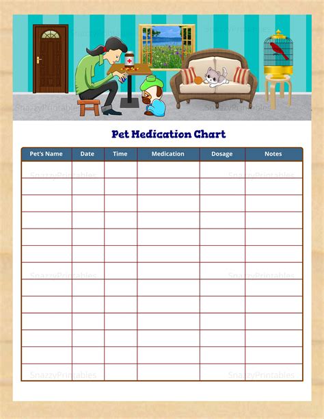 Pet Medication Chart Printable Dog Medication Schedule Cat Etsy