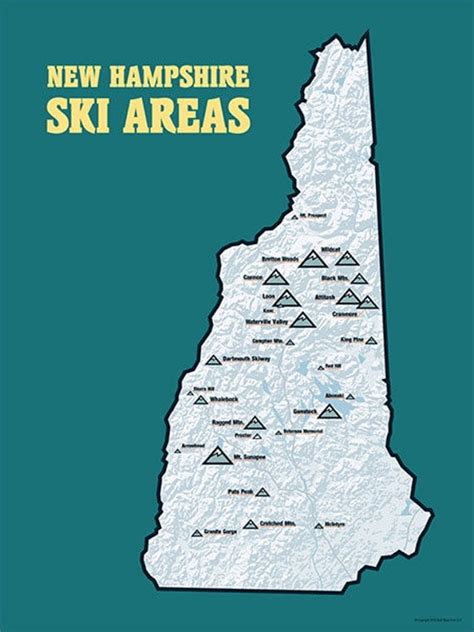 New Hampshire Ski Resorts Map Poster