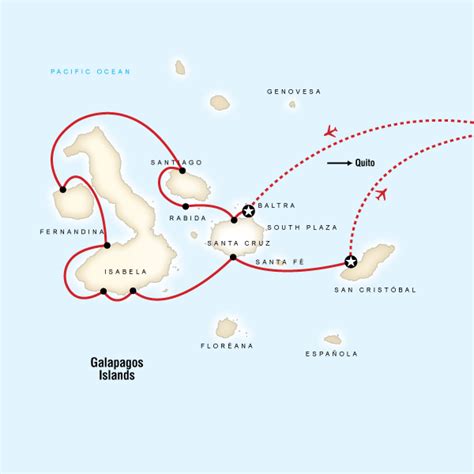 Map Of The Route For Galápagos — West Central And East Islands Aboard