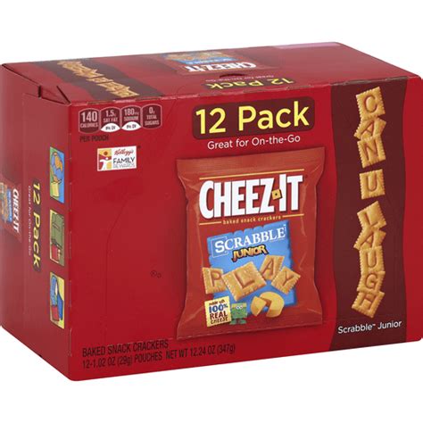 Cheez It Baked Snack Crackers Scrabble Junior 12 Pack Cheese Sun