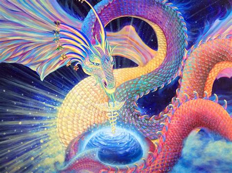 Dragon Painting Cosmic Rainbow Dragon Healing Energy Art Etsy Canada