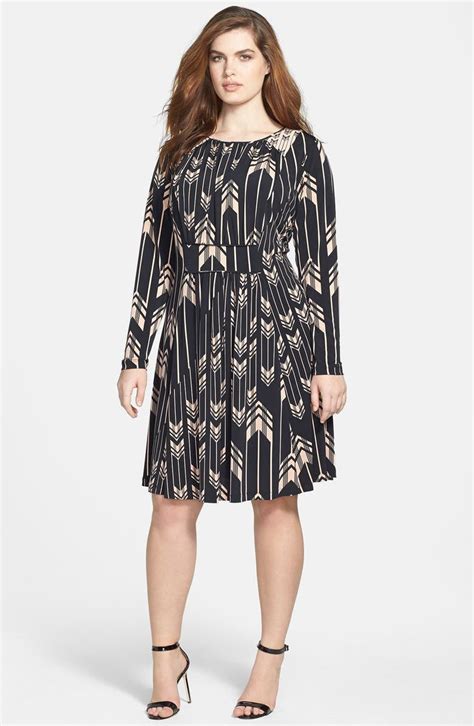 jessica simpson print fit and flare dress plus size nordstrom