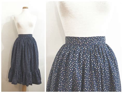 Vintage Cotton Prairie Skirt Size Small Medium Etsy Canada