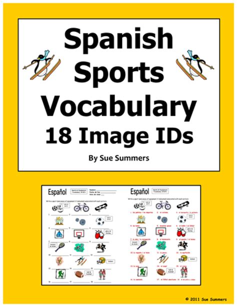 Spanish Sports And Equipment 18 Vocabulary Ids Worksheet Teaching