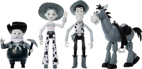 Disney Pixar Toy Story Woody Roundup Pack 4 Figures Black And White