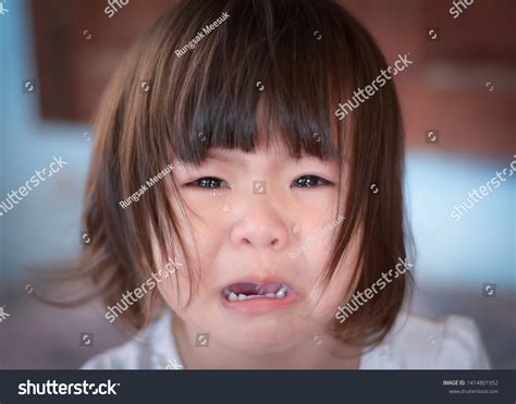 Closeup Pictures Girls Brown Hair Crying Stock Photo 1414801952