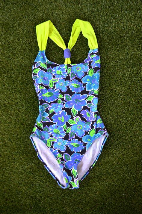 Vintage 90s Swim Suit Cotton Swimsuit 90s Swimmers Fluro Etsy Australia