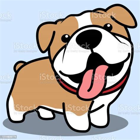 Cute Bulldog Smiling Cartoon Vector Illustration Stock Illustration