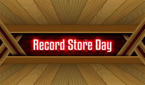 April Month Special Day Record Store Day Neon Text Effect On Bricks