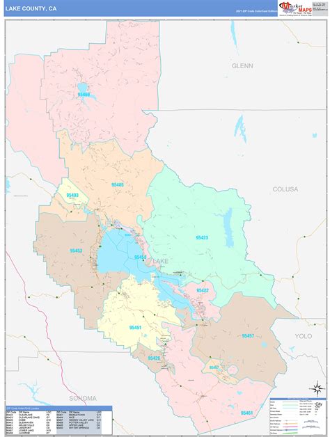 Lake County Ca Wall Map Color Cast Style By Marketmaps Mapsales
