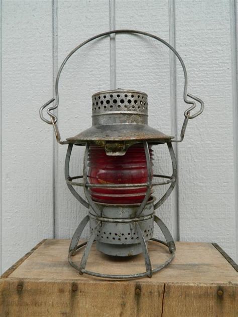 Antique railroad lantern value guide | antique railroad memorabilia. Vintage Dressel Kerosene Railroad Lantern with Red Glass Globe