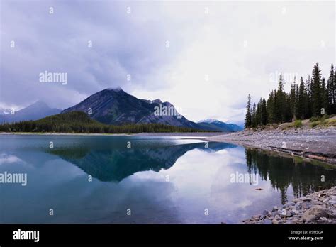 Upper Kananaskis Lake Alberta Canada Rocky Mountains Reflected In
