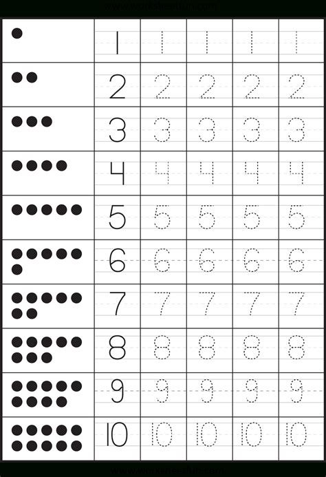 Practise with these handwriting activities worksheets in pdf. Number Tracing Worksheets 1-10 Pdf | NumbersWorksheet.com