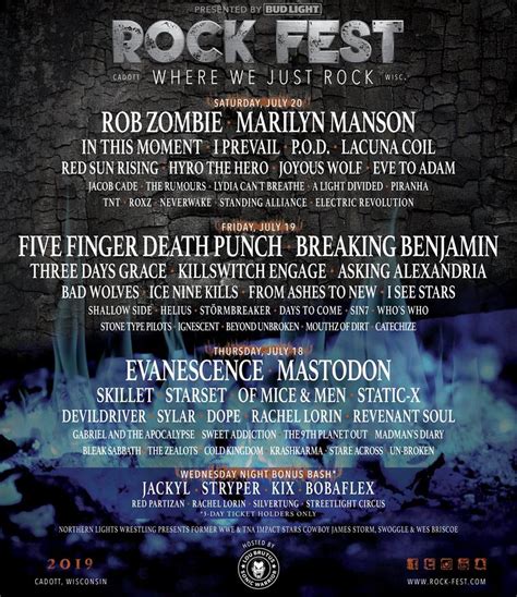 Rock Fest Announces Stacked 2019 Lineup Side Stage Magazine
