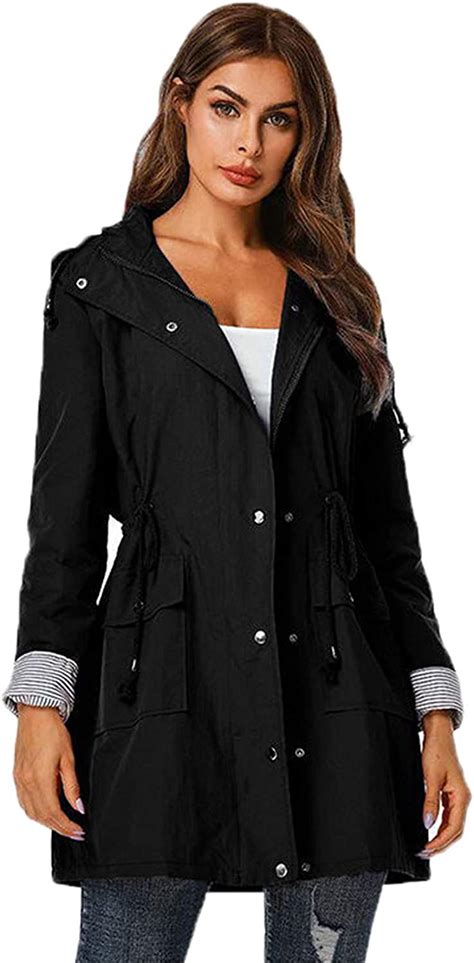 Andongnywell Womens Rain Coat Lightweight Hooded Long