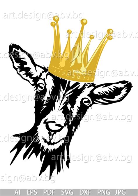 Vector Goat With Crown Head Ai Png Eps Pdf Svg Dxf  Etsy