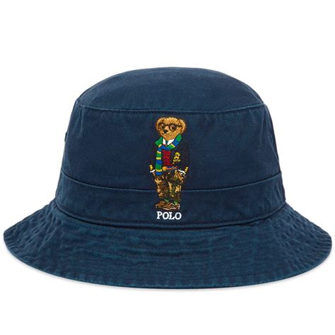 Polo Ralph Lauren Bear Embroidered Bucket Hat Newport Navy End