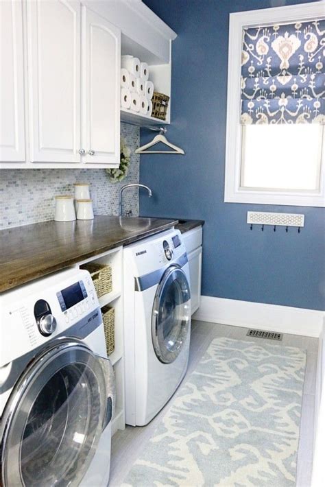Make Your Small Laundry Room Feel Larger With A Colorful Accent Wall