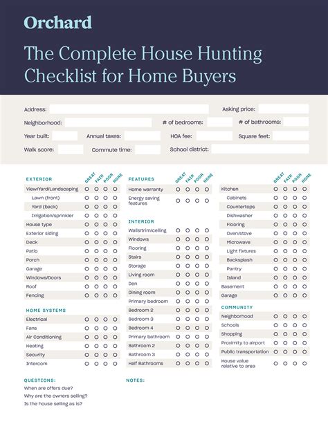 Free Printable House Hunting Checklist Printable Blog