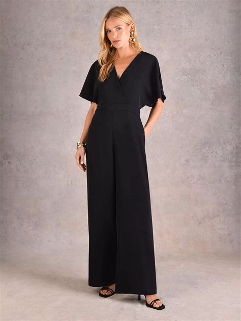 Roandzo Flutter Sleeve Jumpsuit Black At John Lewis And Partners