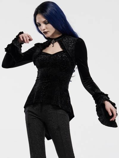 Punk Rave Black Retro Gorgeous Gothic Velvet Long Sleeve T Shirt For Women