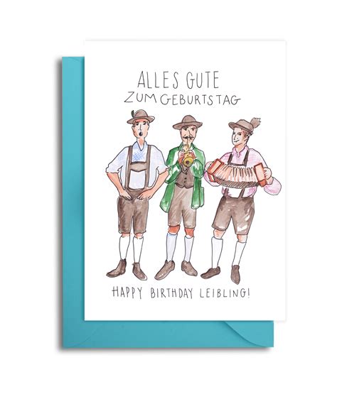 German Birthday Card German Polka Band Birthday Card Alles Gutte