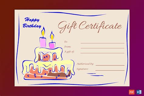candy birthday gift certificate template gift certificates