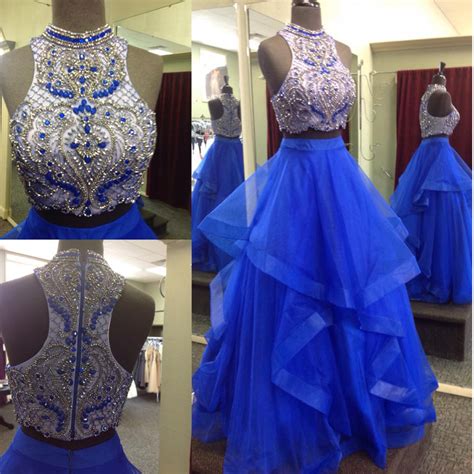 New 2 Pieces Royal Blue Ball Gown Prom Dressestwo Pieces Quinceanera