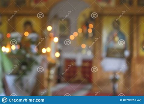Blurred Background Of The Interior Of The Orthodox Church Stock Image