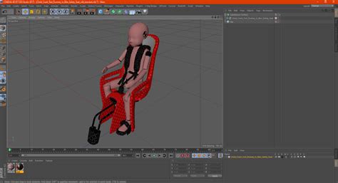 Manekin do testów zderzeniowych dziecka w foteliku rowerowym model 3D