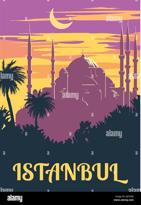 Retro Poster Istanbul Sunset City Turkey Noble Hagia Sophia Grand