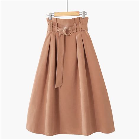 Peonfly Elegant Midi Long Skirts Women 2019 Autumn Winter Korean Suede Velvet Skirt Female A