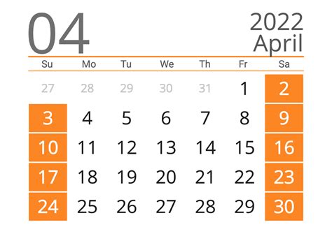 April 2022 Printable Calendar The Us — Easy Free Print