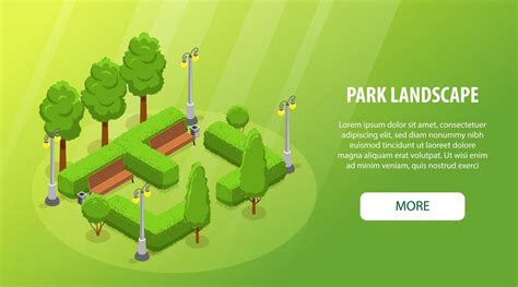Premium Vector Isometric Park Landscape Horizontal Banner