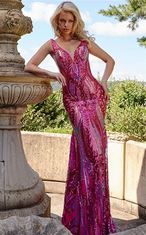 jovani dress 22770 hot pink sheath prom dress